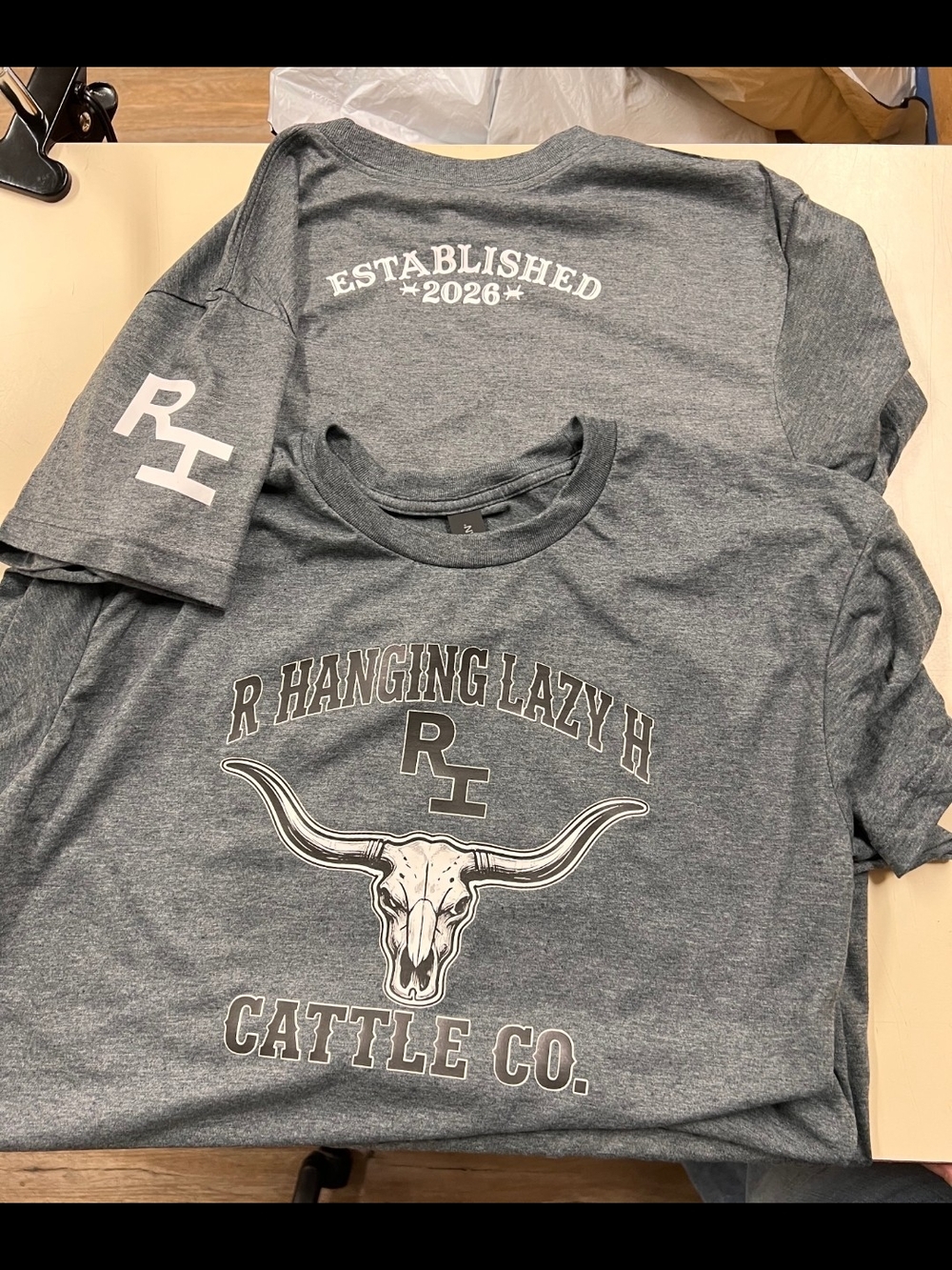 R Hanging Lazy H Kids Grey Cattle Co. Graphic Tee